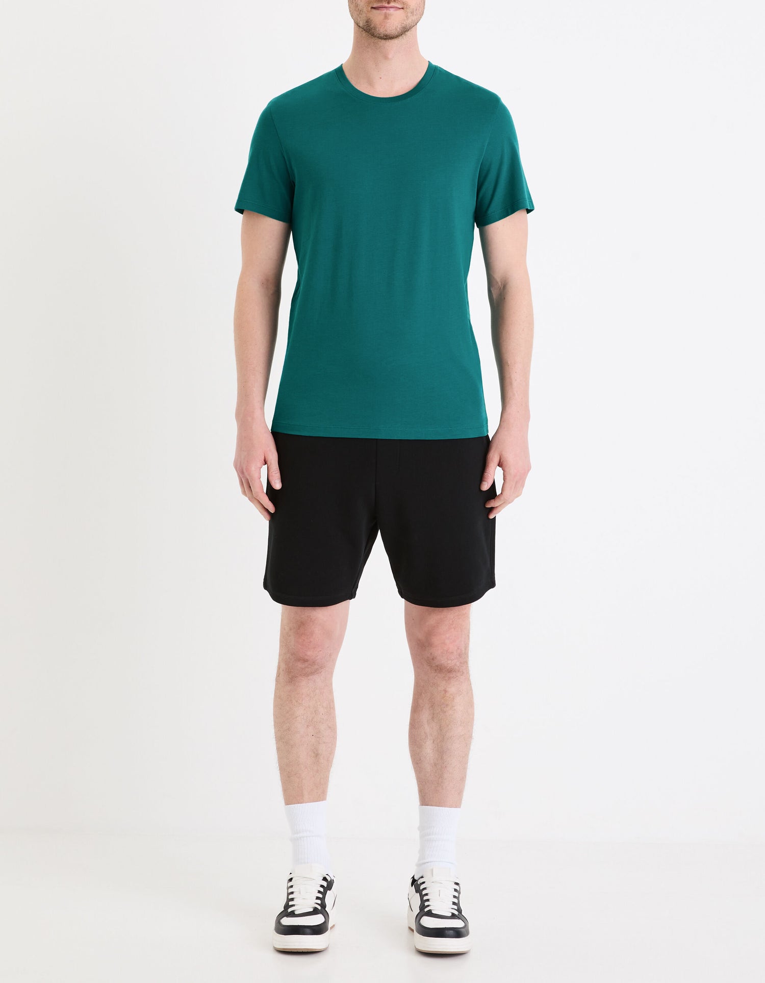 100% Cotton Straight Crew Neck T-Shirt - Petrol_03