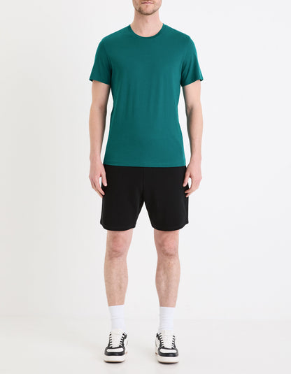 100% Cotton Straight Crew Neck T-Shirt - Petrol_03