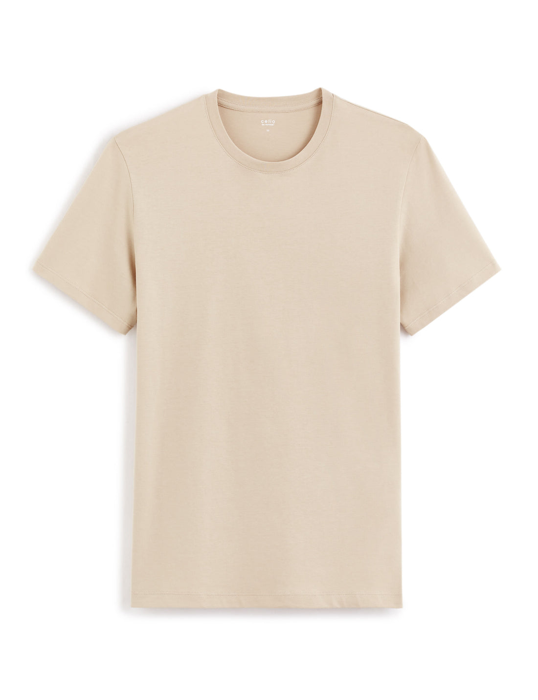 Straight Round Neck T-Shirt 100% Cotton - Taupe_01