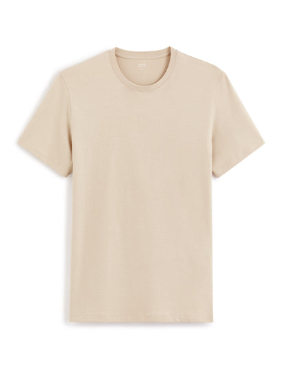 Straight Round Neck T-Shirt 100% Cotton - Taupe_01