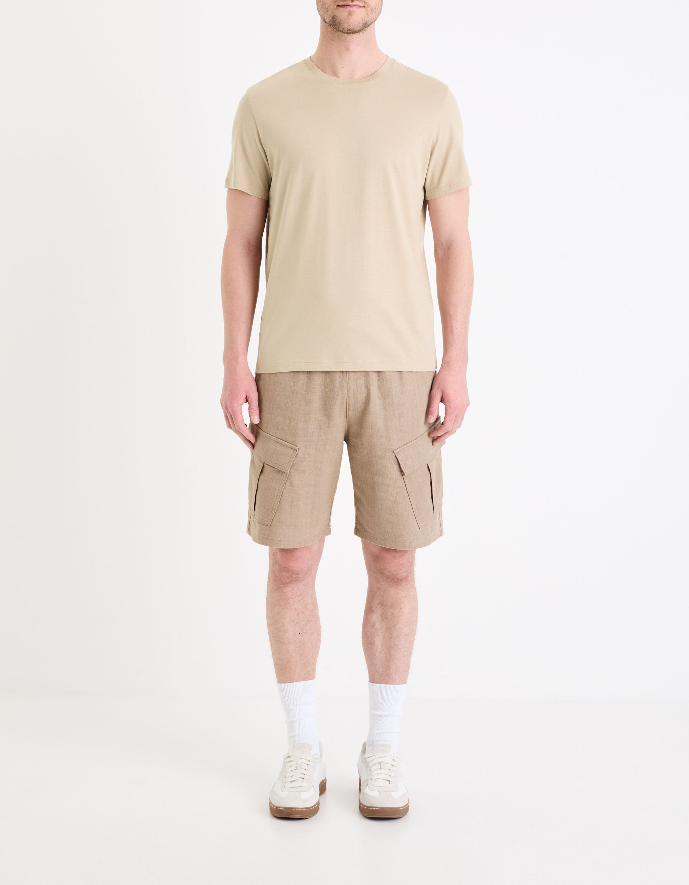 Straight Round Neck T-Shirt 100% Cotton - Taupe_03