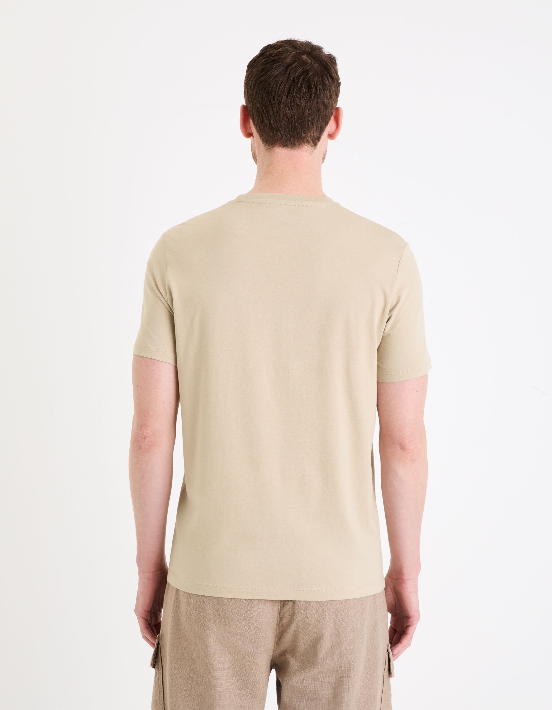 Straight Round Neck T-Shirt 100% Cotton - Taupe_04