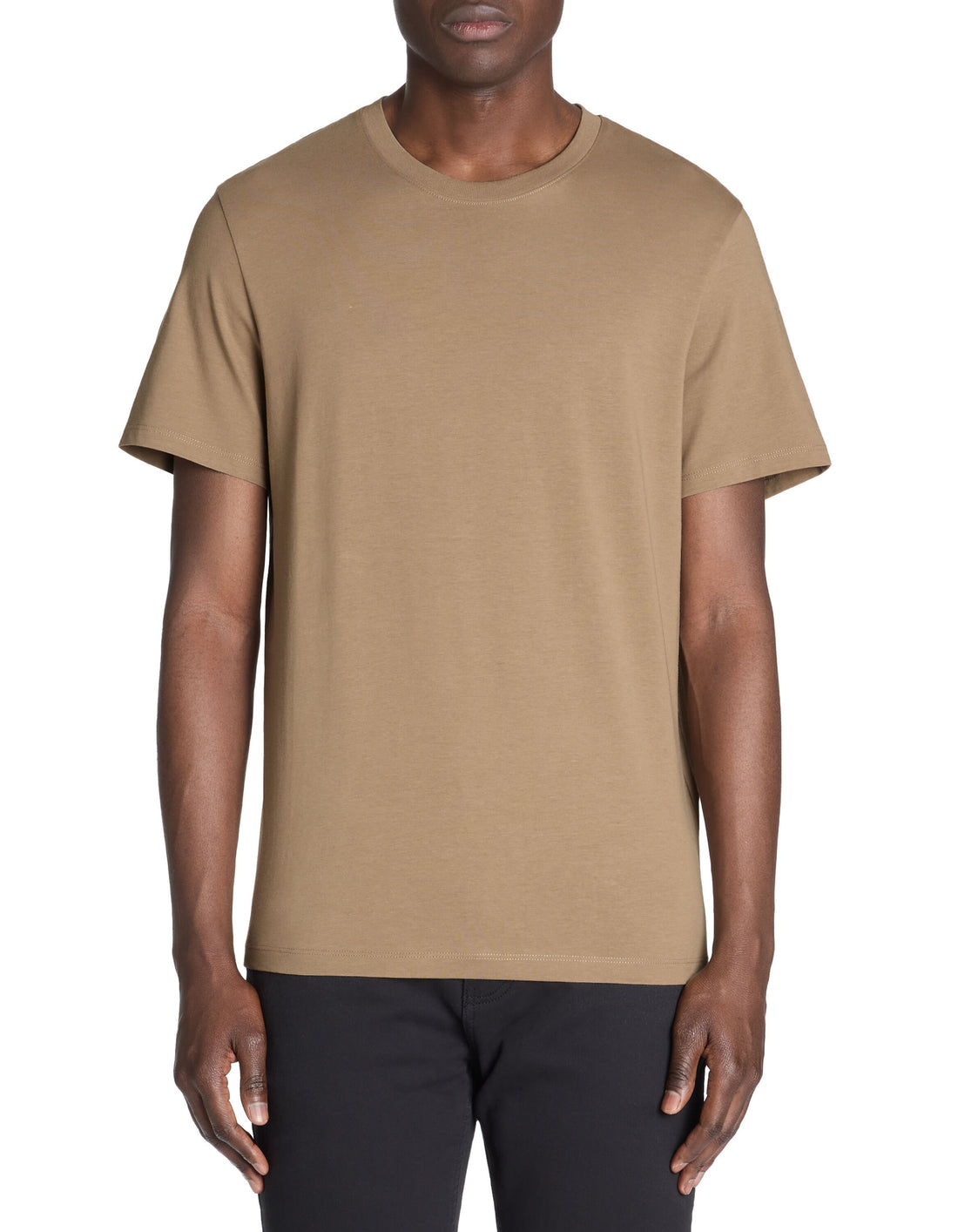 Celio_Taupe Straight Crew Neck T-Shirt 100% Cotton_TEBASE_TAUPE_01