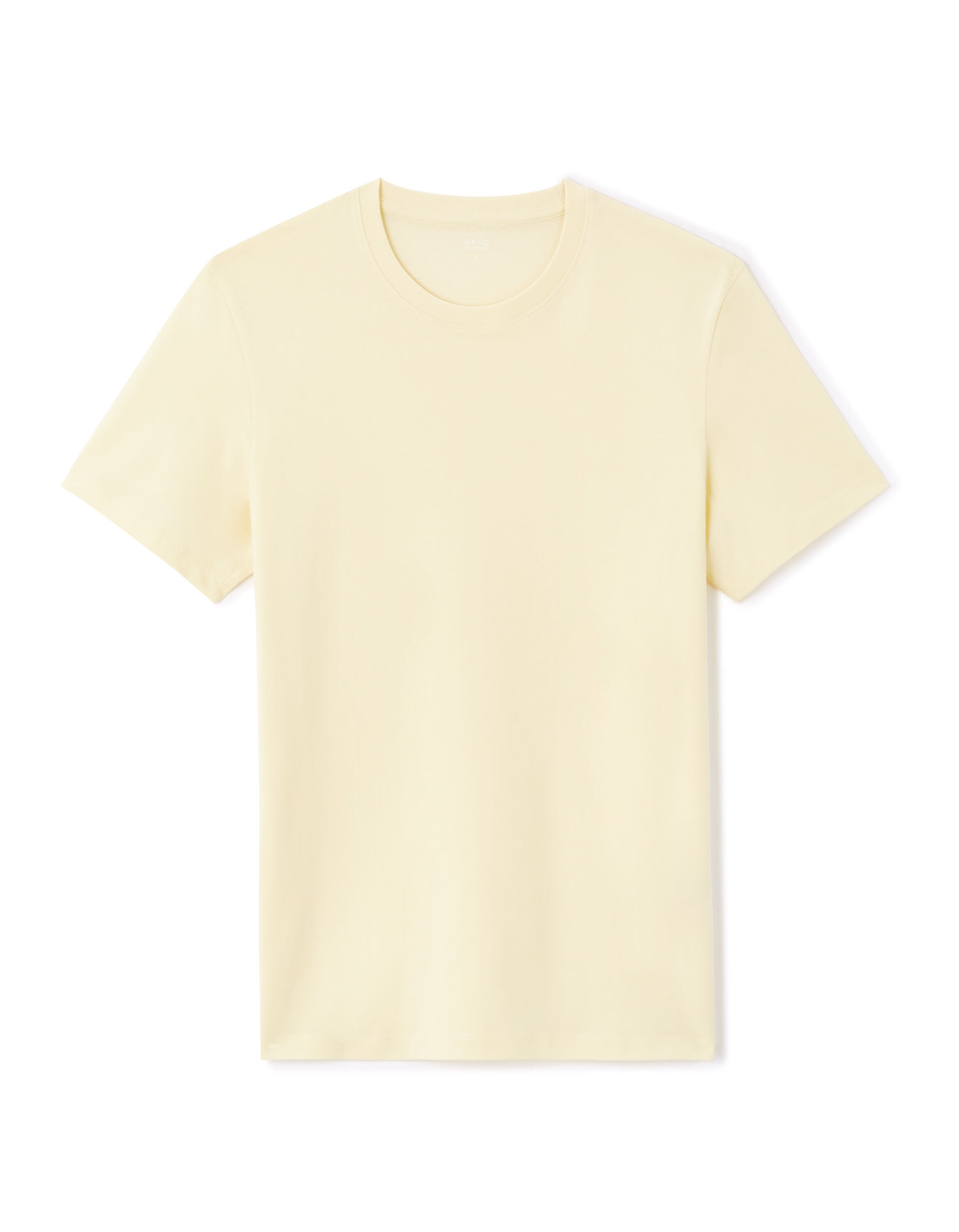 Celio_Yellow Straight Crew Neck T-Shirt 100% Cotton_TEBASE_TRANSPARENT YELLOW_05