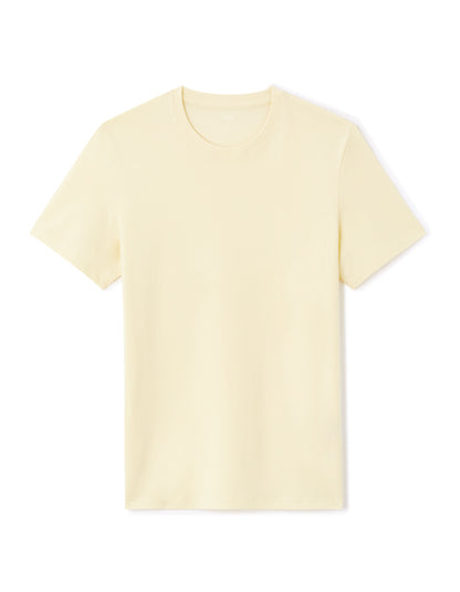 Celio_Yellow Straight Crew Neck T-Shirt 100% Cotton_TEBASE_TRANSPARENT YELLOW_05