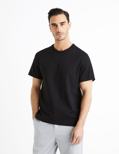 100% Cotton Boxy Crew Neck T-Shirt - Black_02