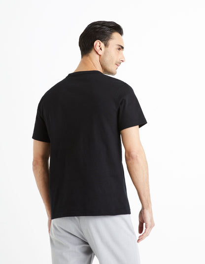 100% Cotton Boxy Crew Neck T-Shirt - Black_04