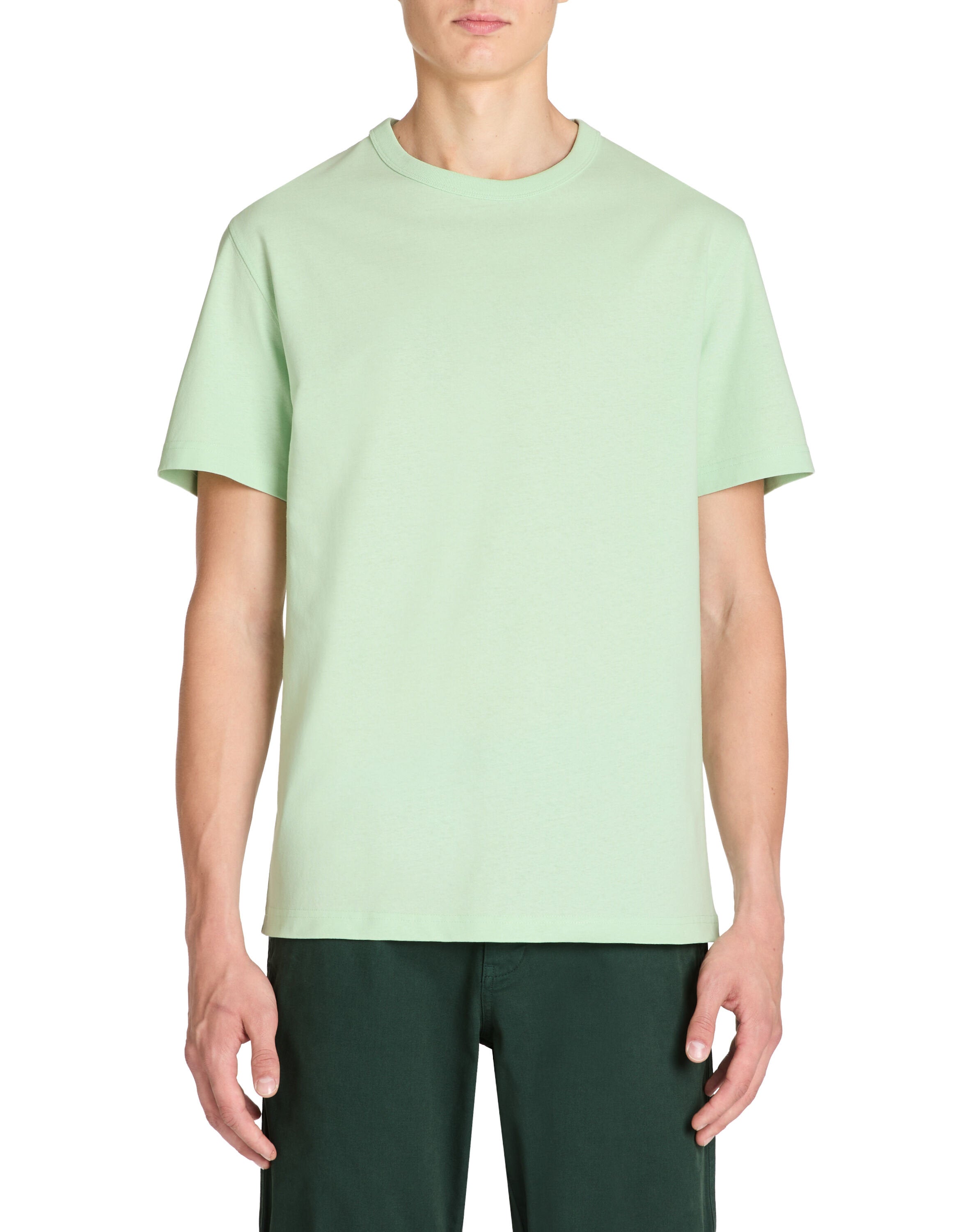 100% Cotton Boxy Crew Neck T-Shirt - Green_02