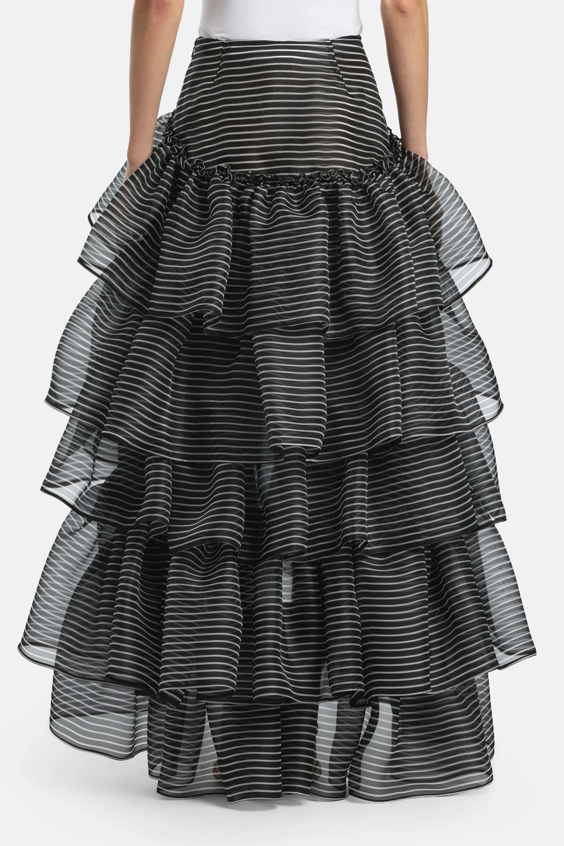 Luisa Spagnoli Var Riga Nero Panna Women Tedofora - Silk Long Skirt - Fashion Show SKU: TEDOFORA_3314 Image 02