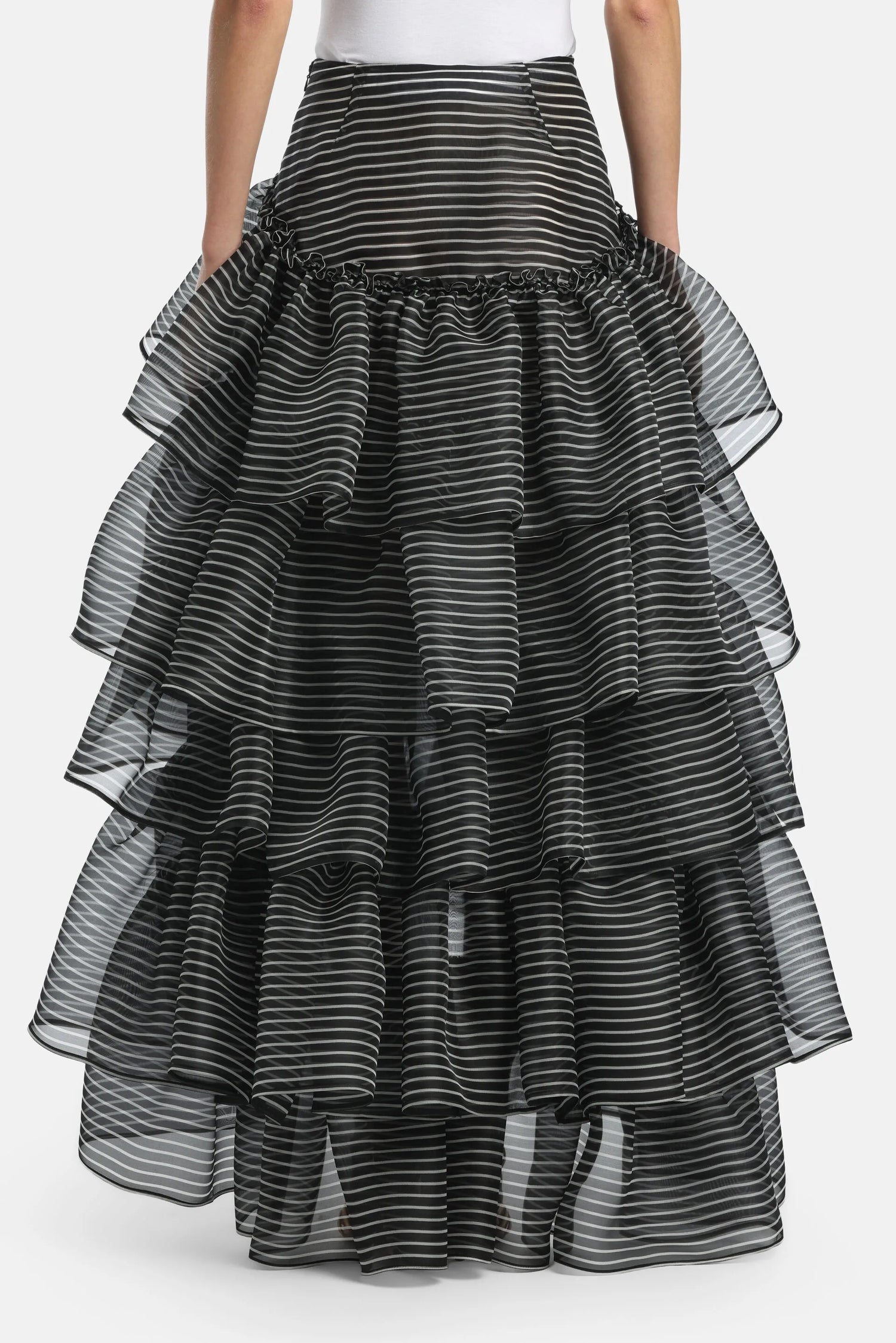 Luisa Spagnoli Var Riga Nero Panna Women Tedofora - Silk Long Skirt - Fashion Show SKU: TEDOFORA_3314 Image 02