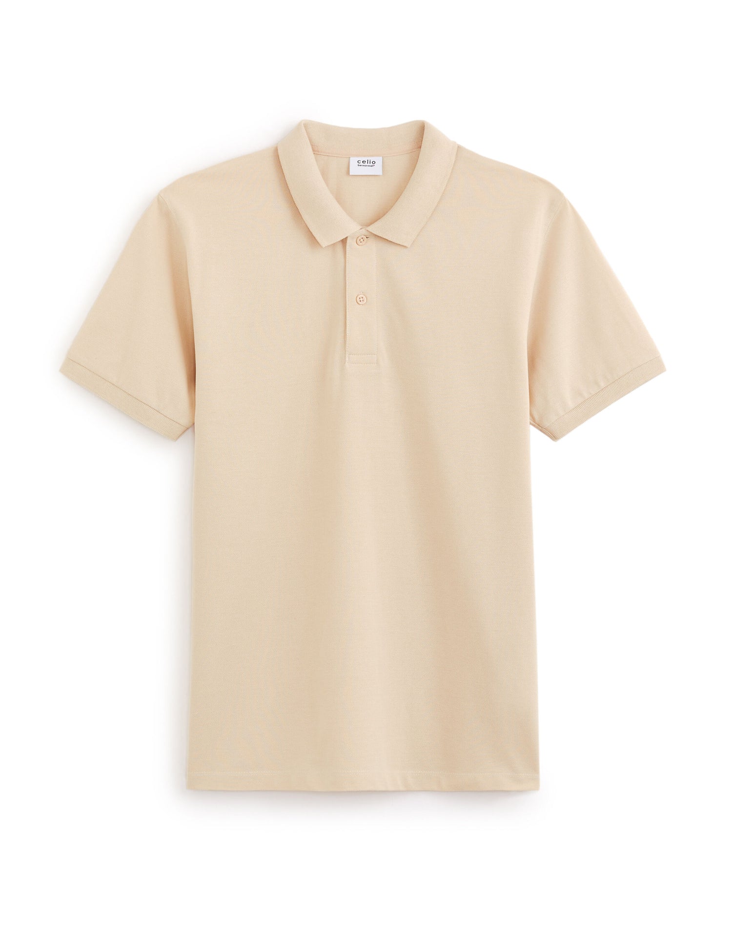 Celio_Beige 100% Cotton Straight PiquŽ Polo Shirt_TEONE_BEIGE MOYEN_01