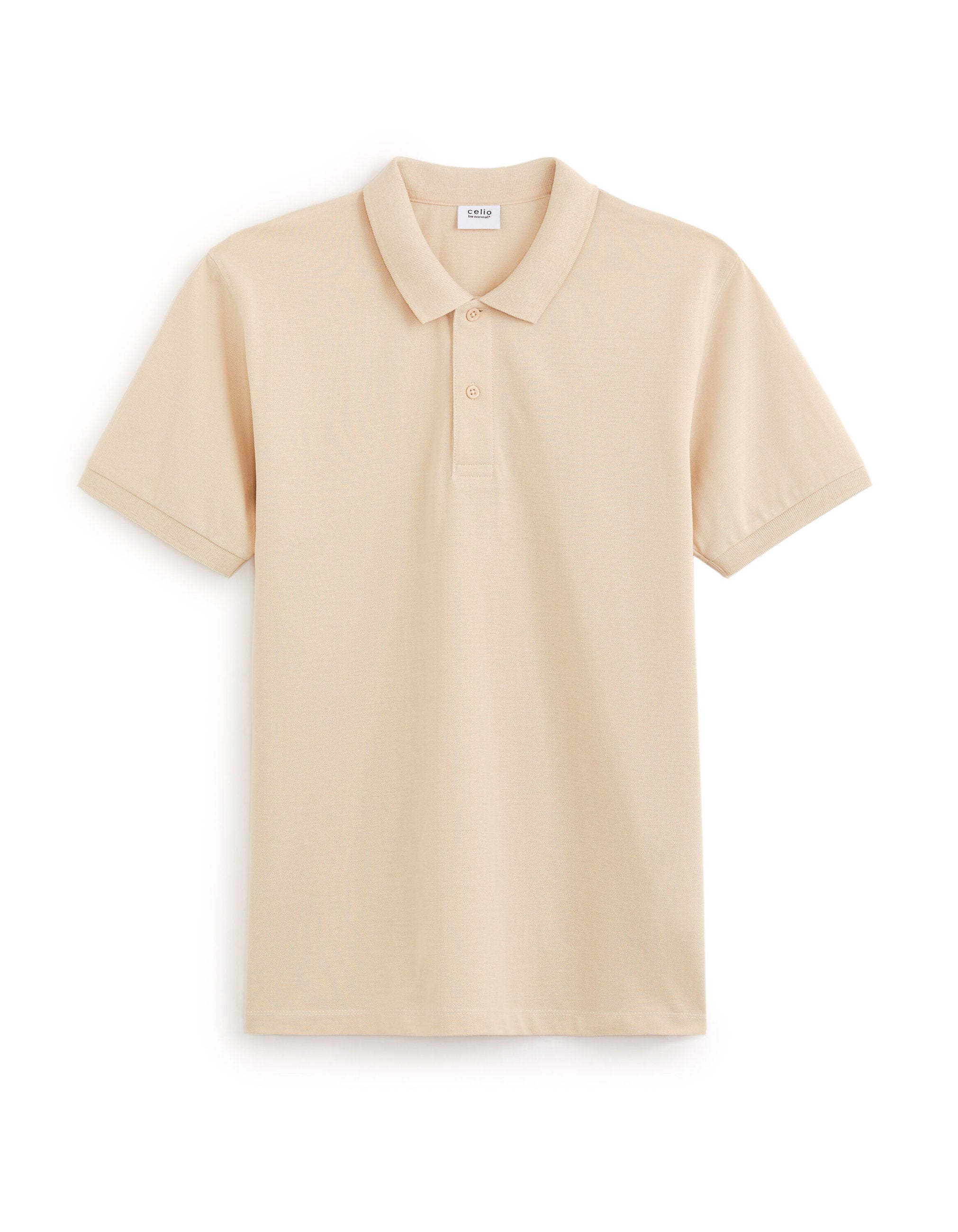 Celio_Beige 100% Cotton Straight PiquŽ Polo Shirt_TEONE_BEIGE MOYEN_01