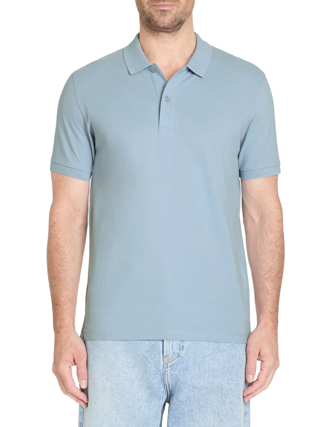 Celio_Blue 100% Cotton Straight PiquŽ Polo Shirt_TEONE_BLUE STONE_01