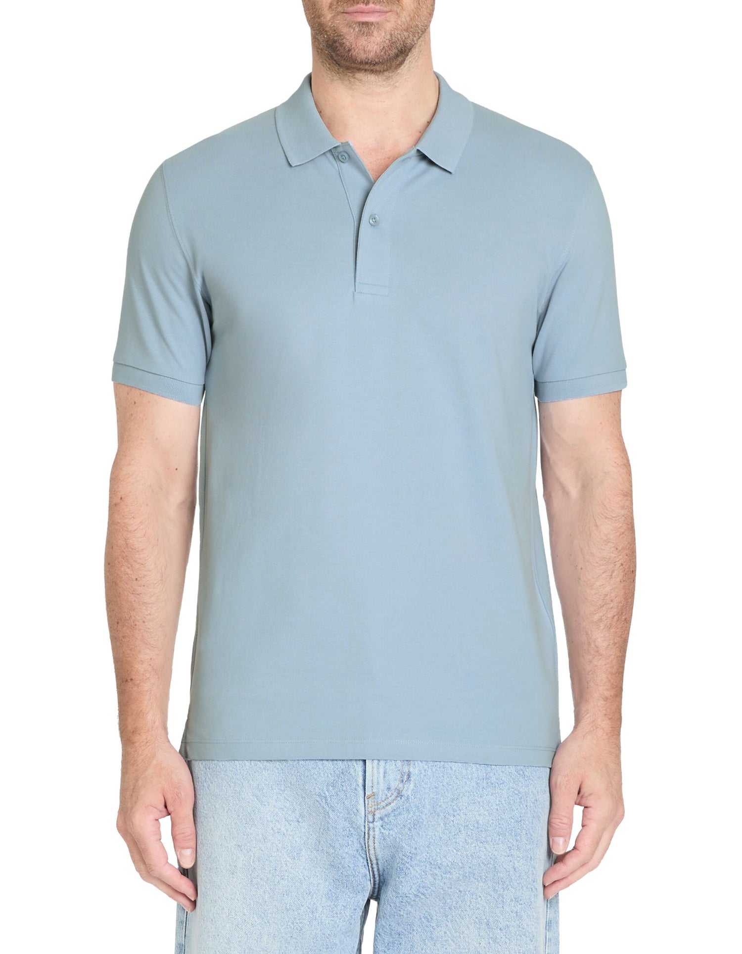 Celio_Blue 100% Cotton Straight PiquŽ Polo Shirt_TEONE_BLUE STONE_01