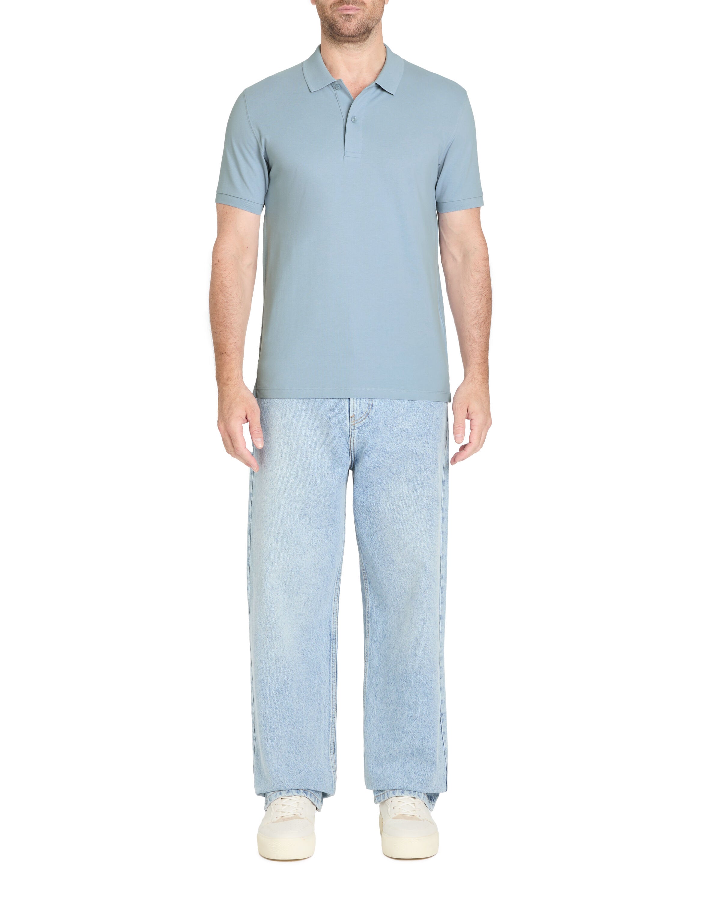 Celio_Blue 100% Cotton Straight PiquŽ Polo Shirt_TEONE_BLUE STONE_02