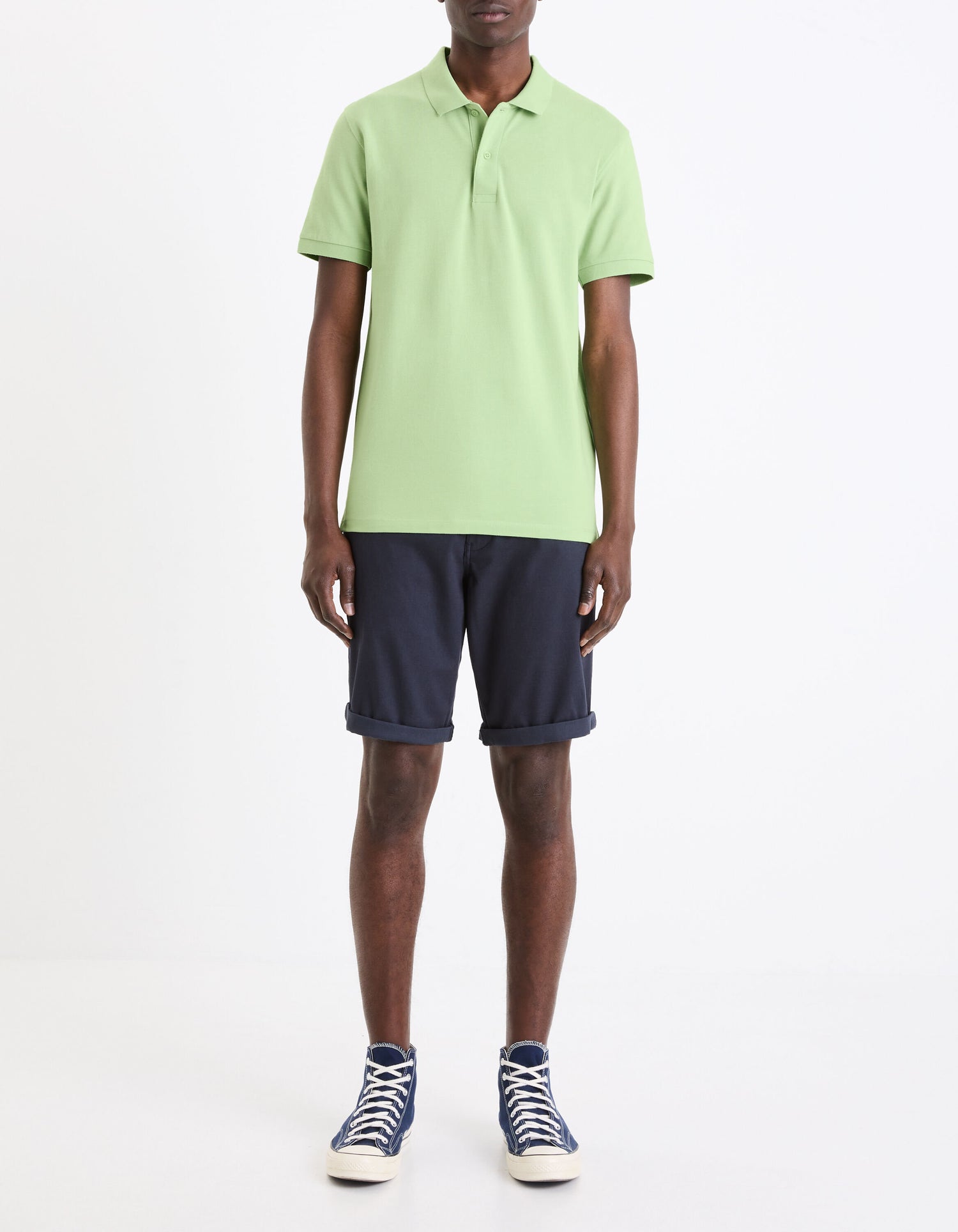 Straight Pique Cotton Polo Shirt - Neon Green_03