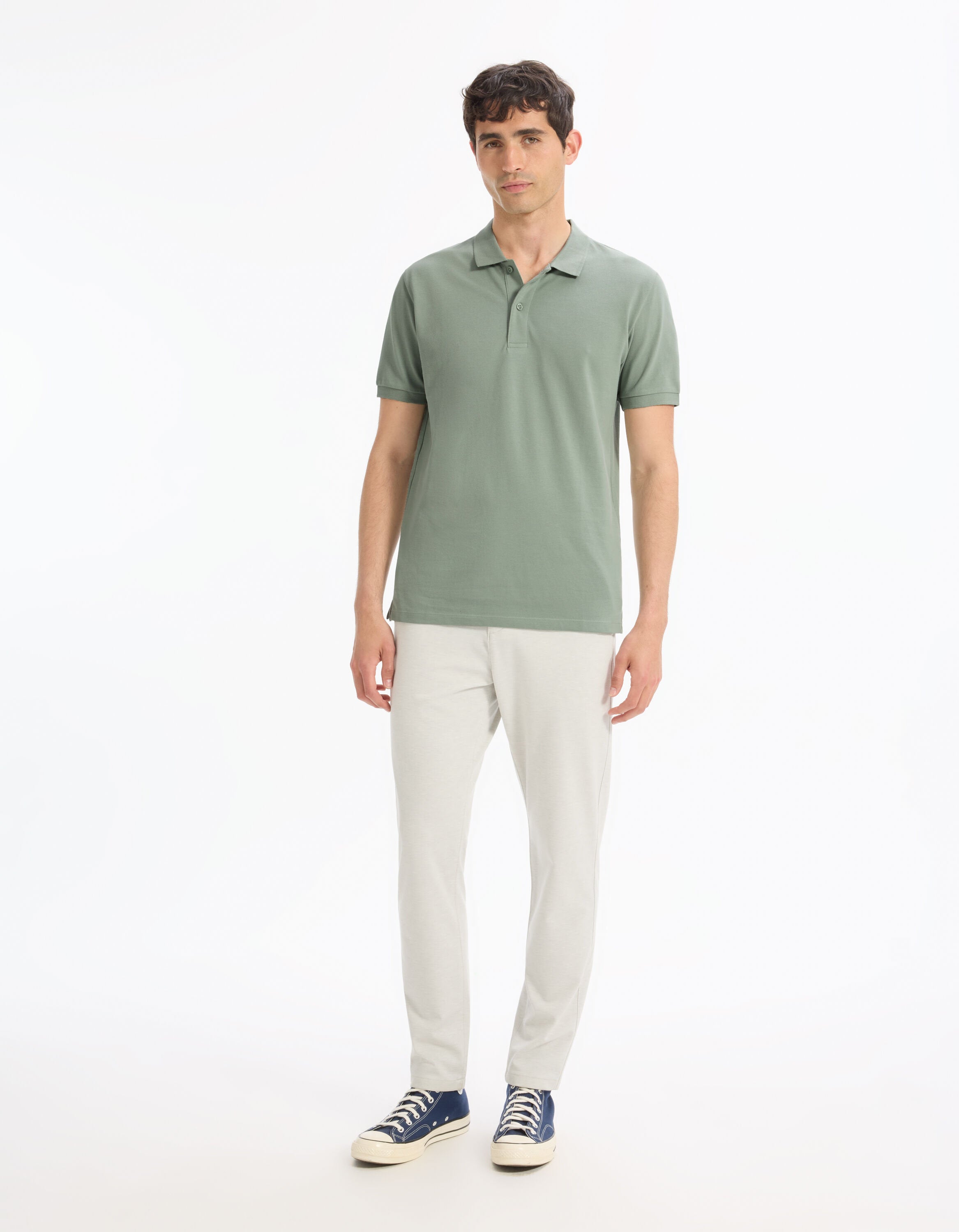 Celio_Grey Green 100% Cotton Straight PiquŽ Polo Shirt_TEONE_GREENISH GREY_02