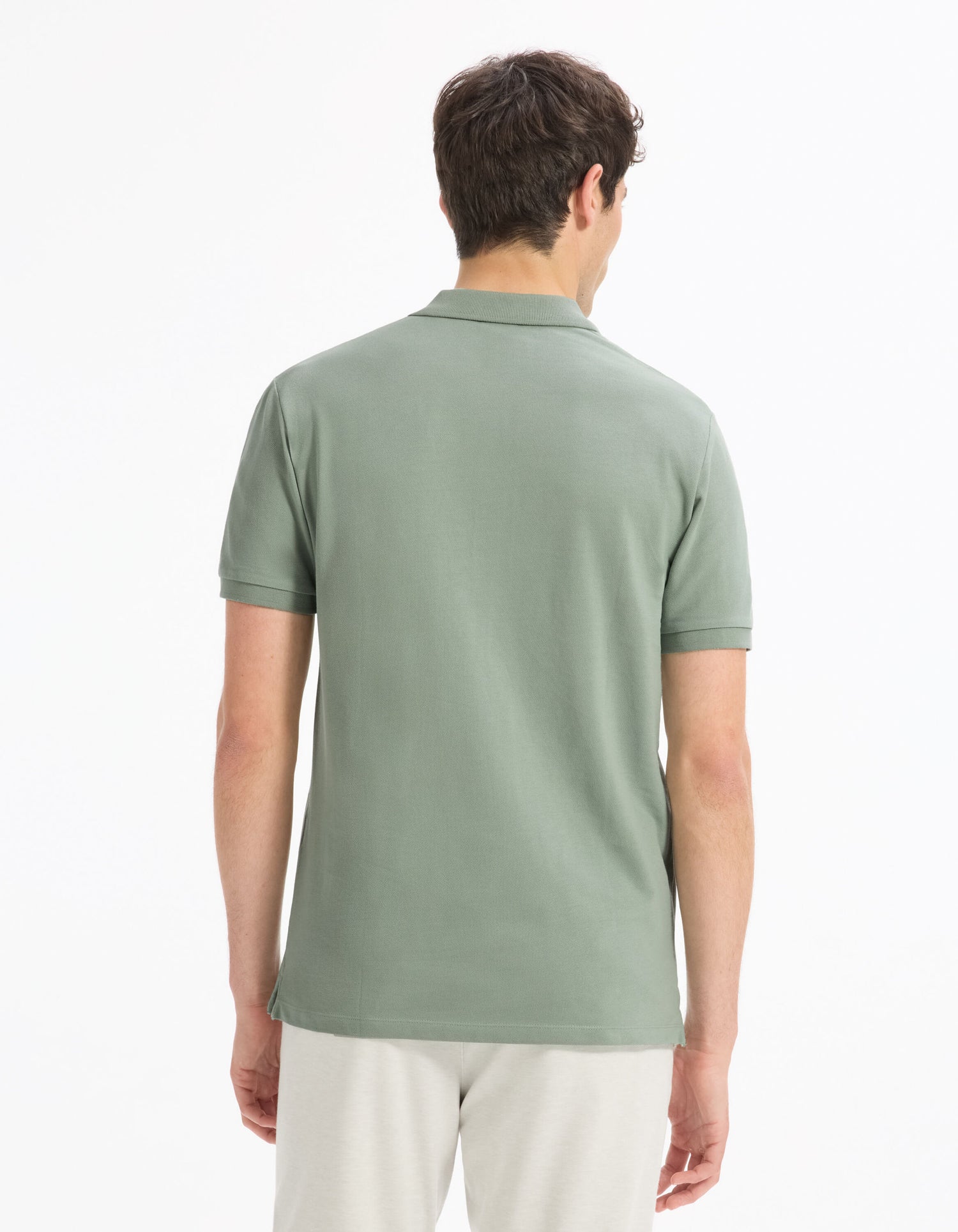 Celio_Grey Green 100% Cotton Straight PiquŽ Polo Shirt_TEONE_GREENISH GREY_03