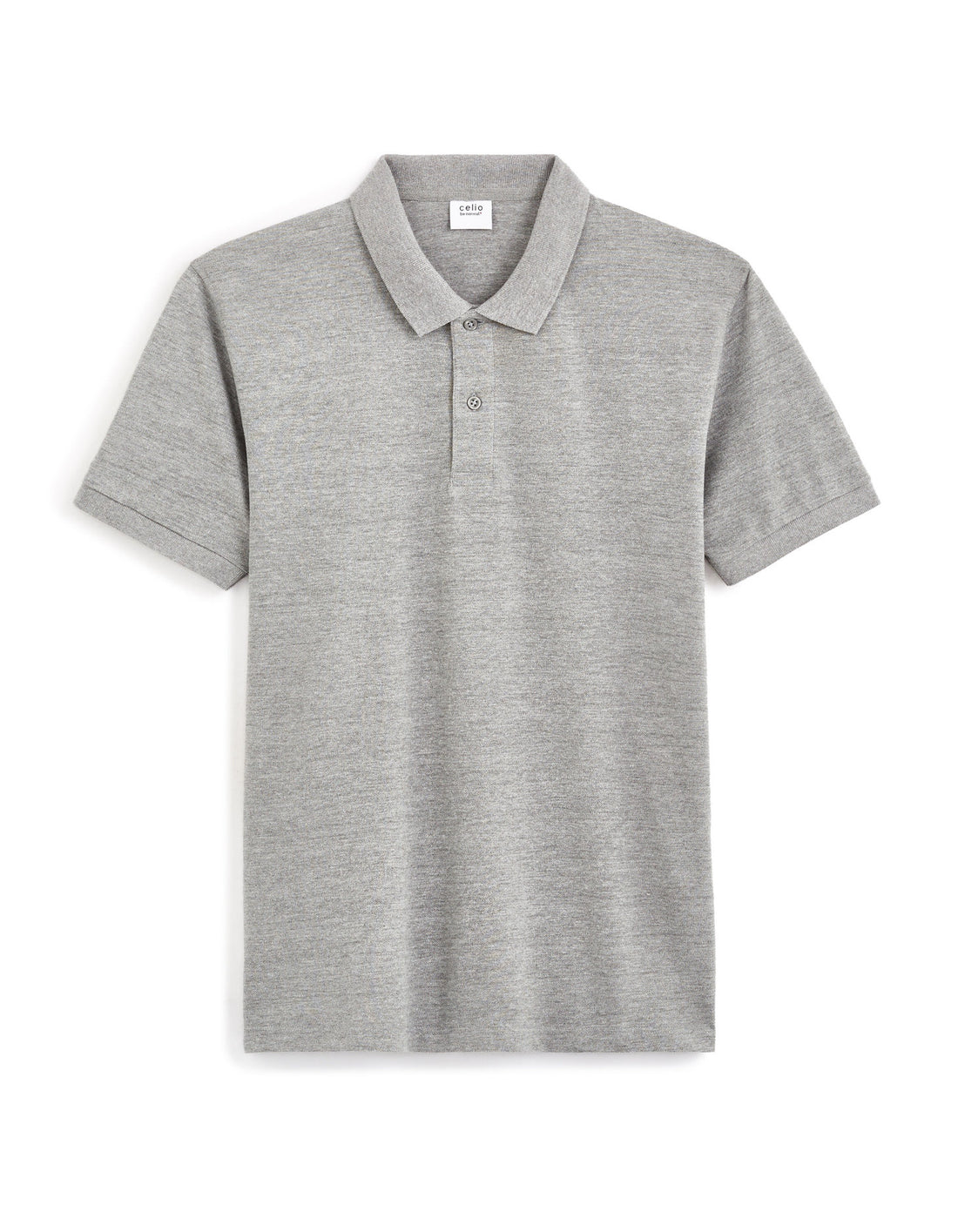 Straight Pique Cotton Polo Shirt - Heather Grey_01