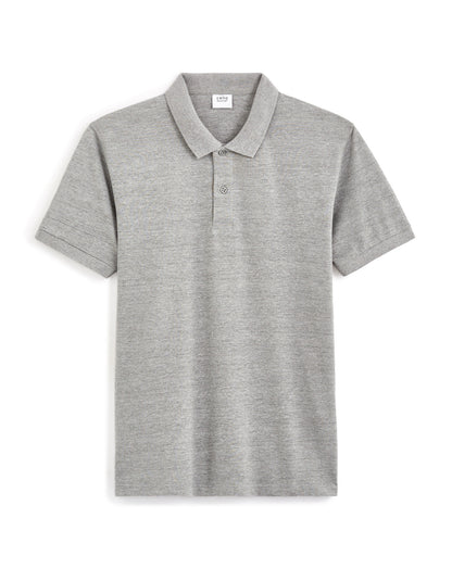 Straight Pique Cotton Polo Shirt - Heather Grey_01