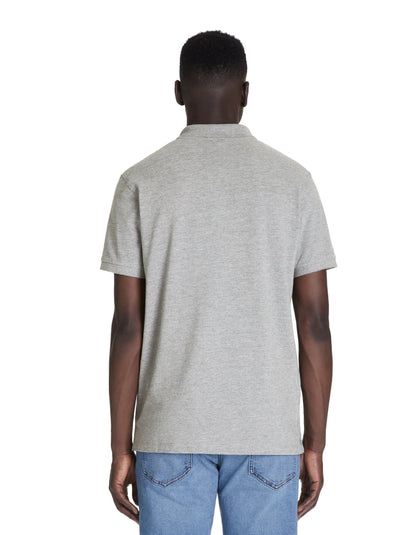 Straight Pique Cotton Polo Shirt - Heather Grey_04