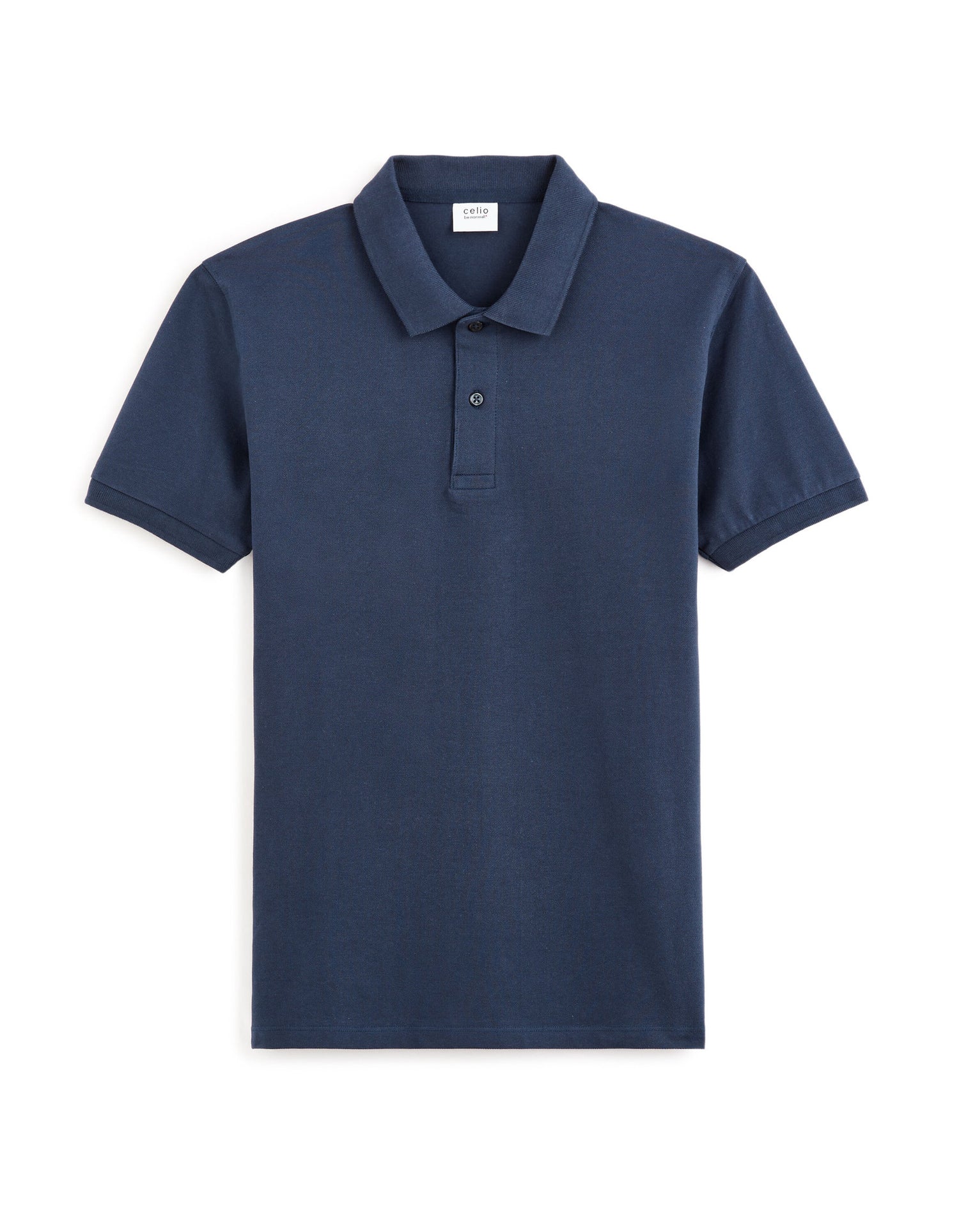 Straight Pique Cotton Polo Shirt - Navy_01