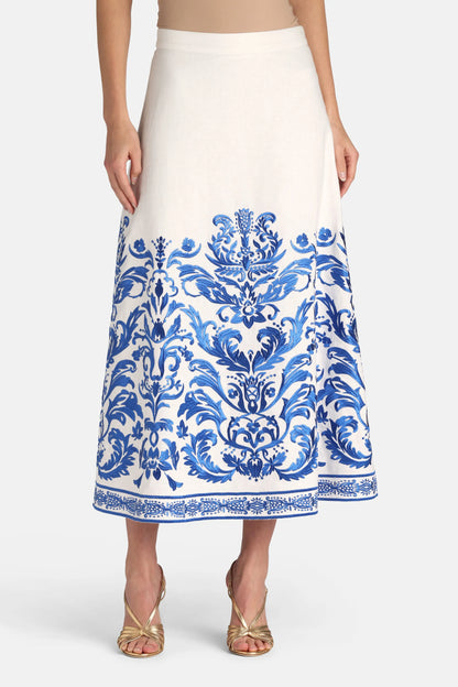 Luisa Spagnoli Var Panna Bluette Women Termica - Embroidered Maxi Skirt SKU: TERMICA_4569 Image 01