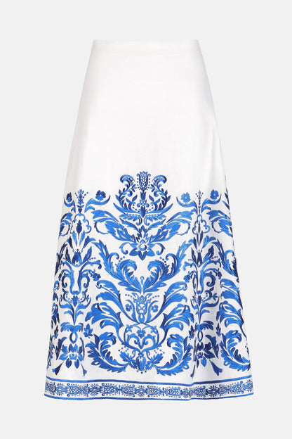 Luisa Spagnoli Var Panna Bluette Women Termica - Embroidered Maxi Skirt SKU: TERMICA_4569 Image 04