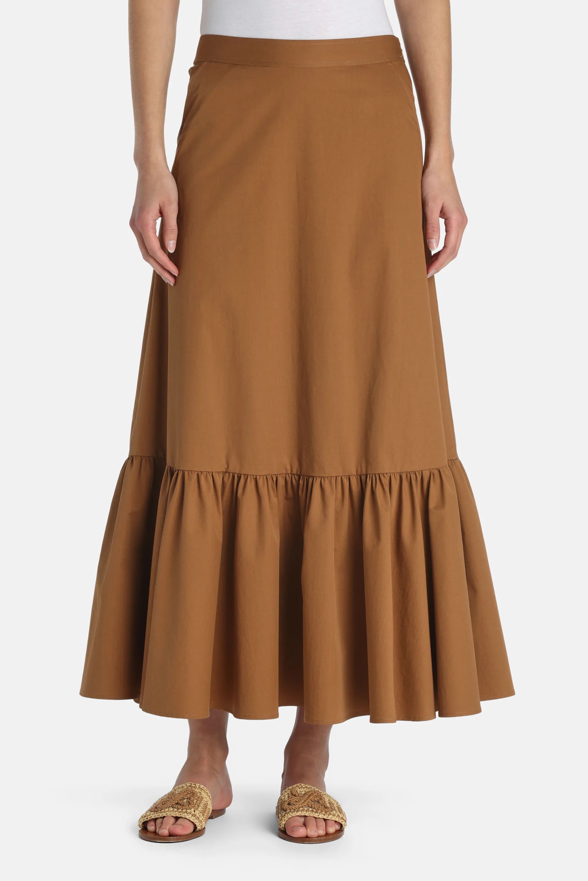 Luisa Spagnoli_Tobacco_Timpano - Flounced Maxi Skirt_TIMPANO_2217_02