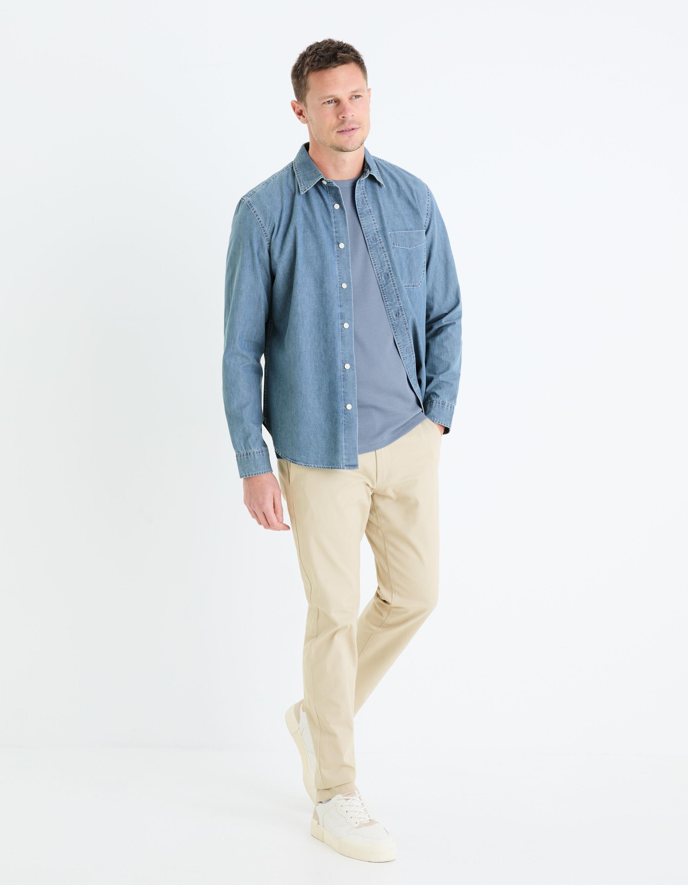Slim Stretch Cotton Chino Pants_TOCHARLES_BEIGE 07_03
