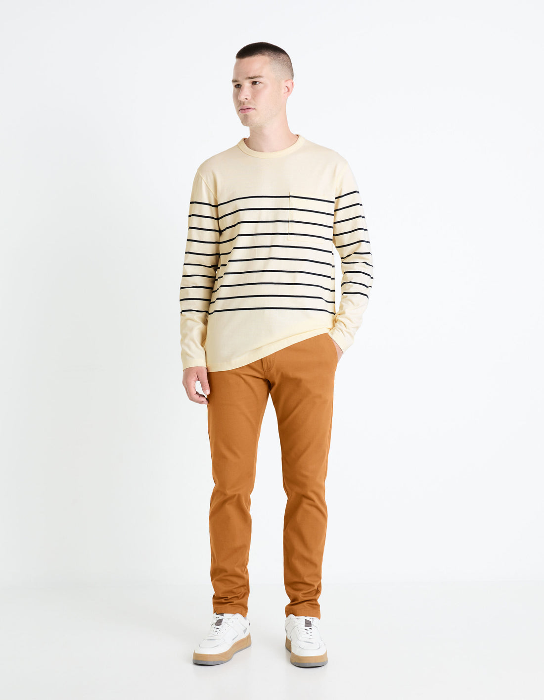 Slim Chino Pants In Stretch Cotton - Caramel_03