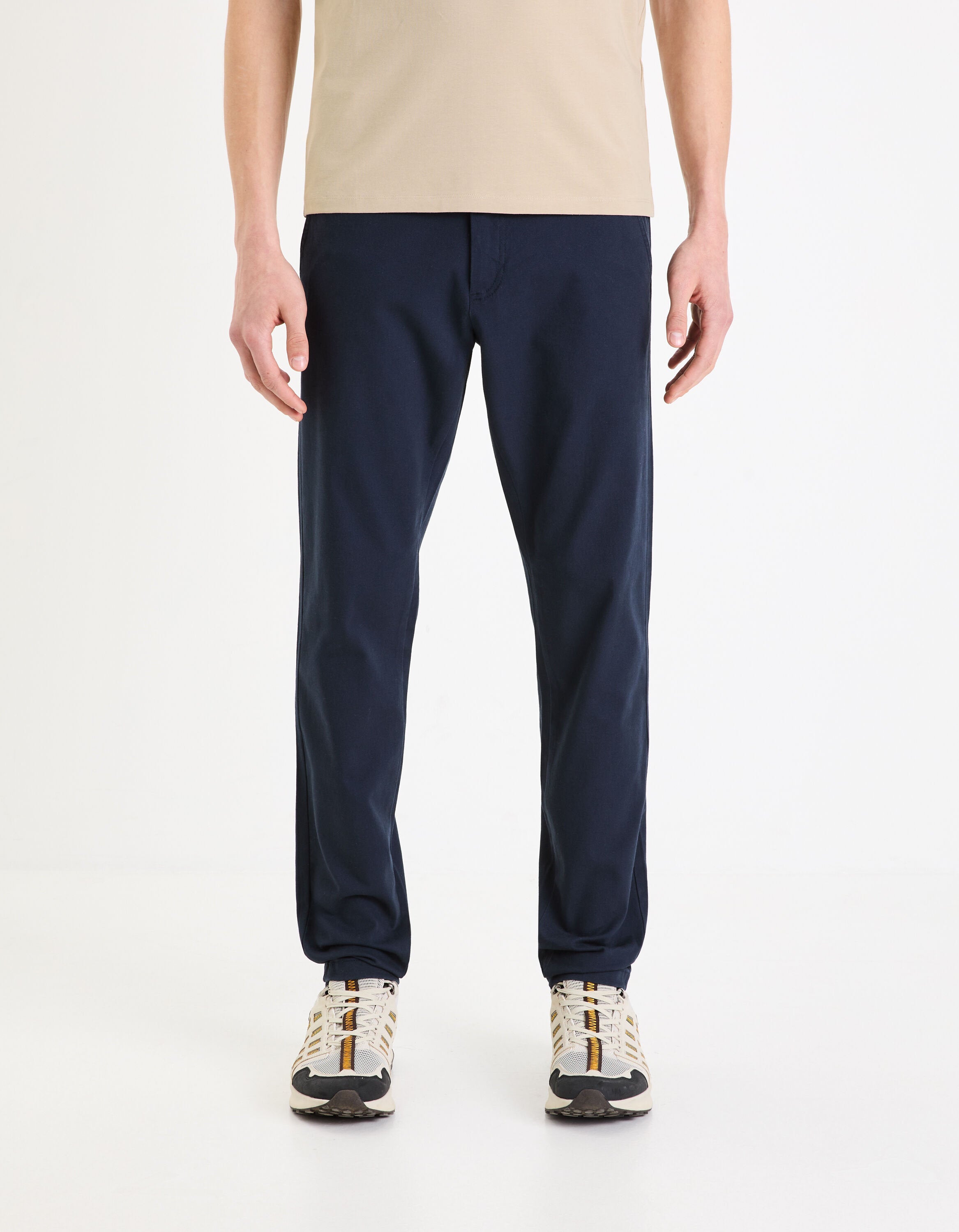 Slim Chino Pants In Stretch Cotton - Navy_02