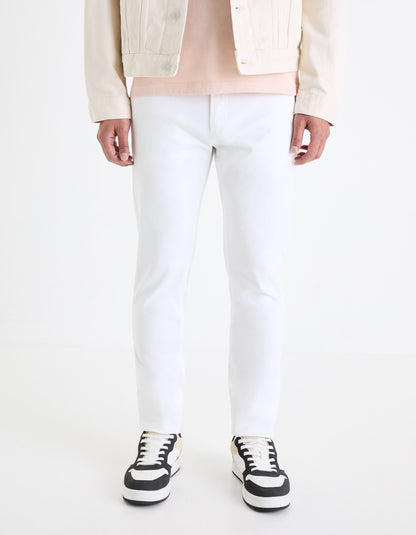 Celio_White Slim Fit Stretch Cotton Chinos_TOCHARLES_OPTICAL WHITE_01