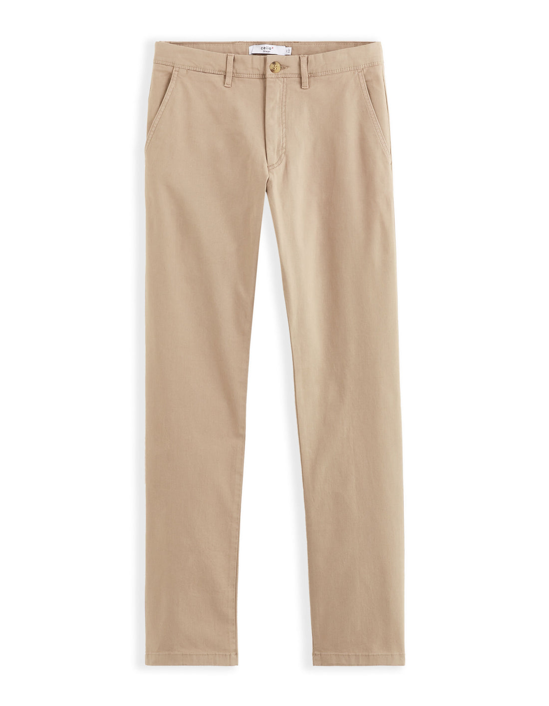 Straight Chino Pants In Stretch Cotton - Beige_01