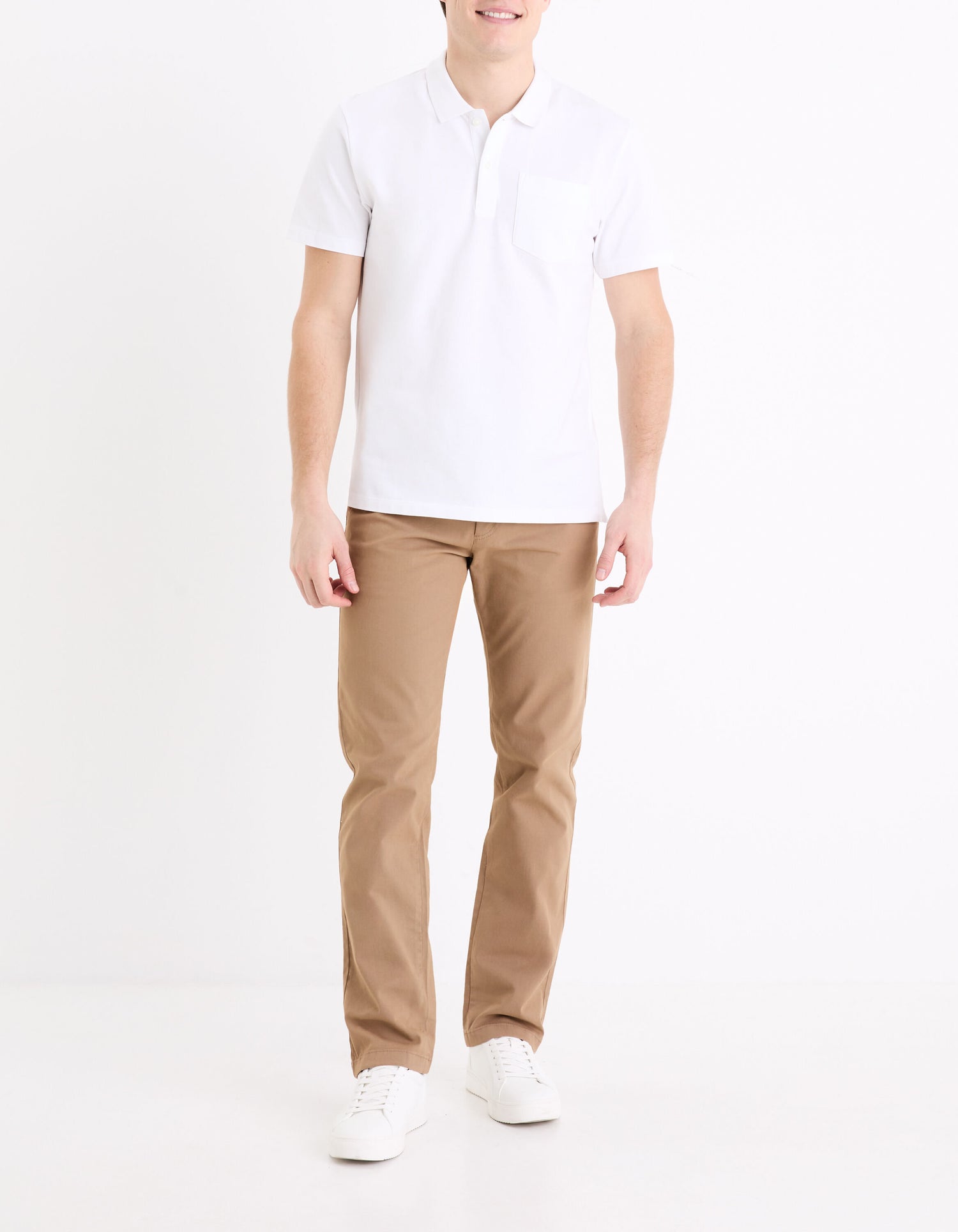 Straight Chino Pants In Stretch Cotton - Beige_03