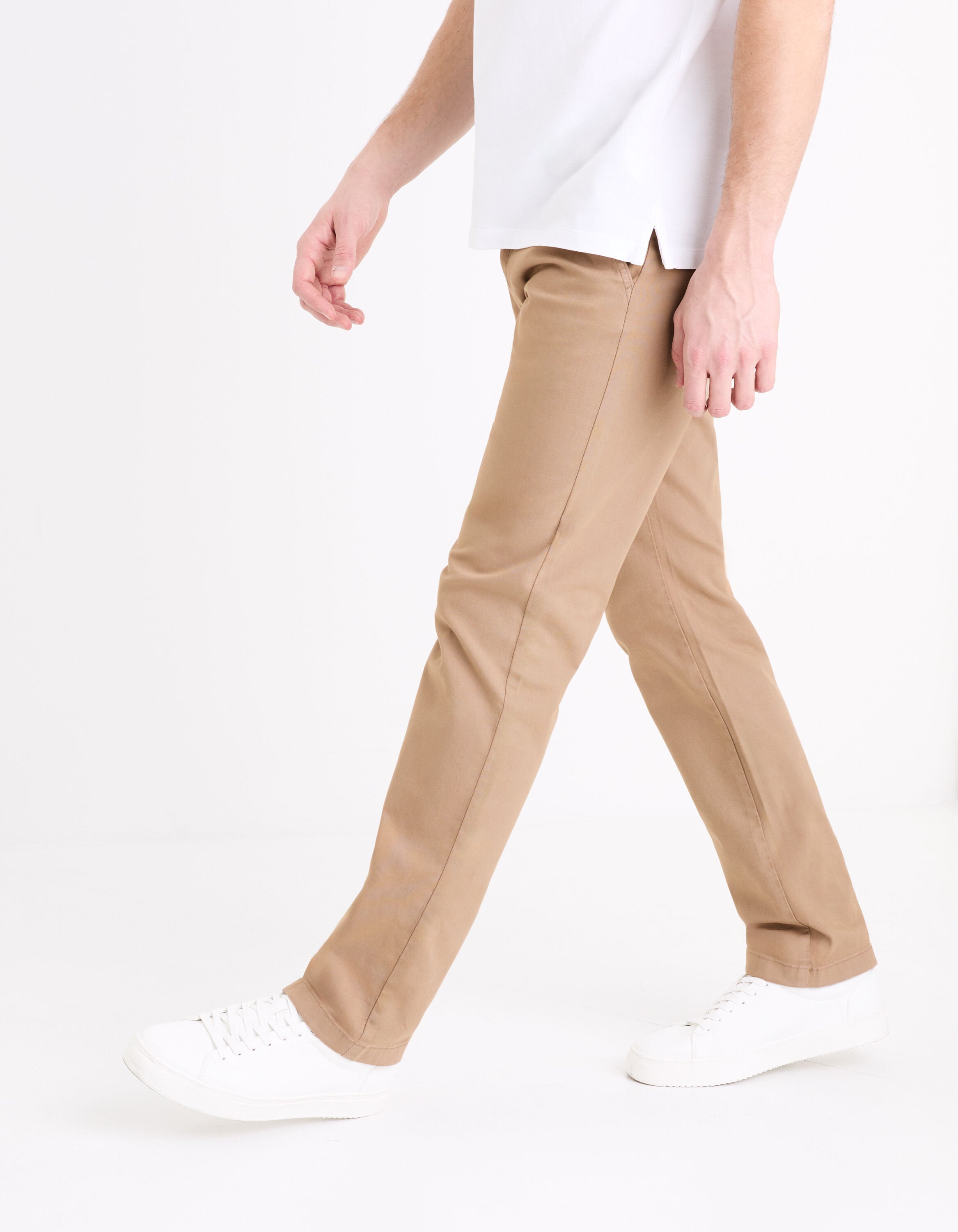 Straight Chino Pants In Stretch Cotton - Beige_05