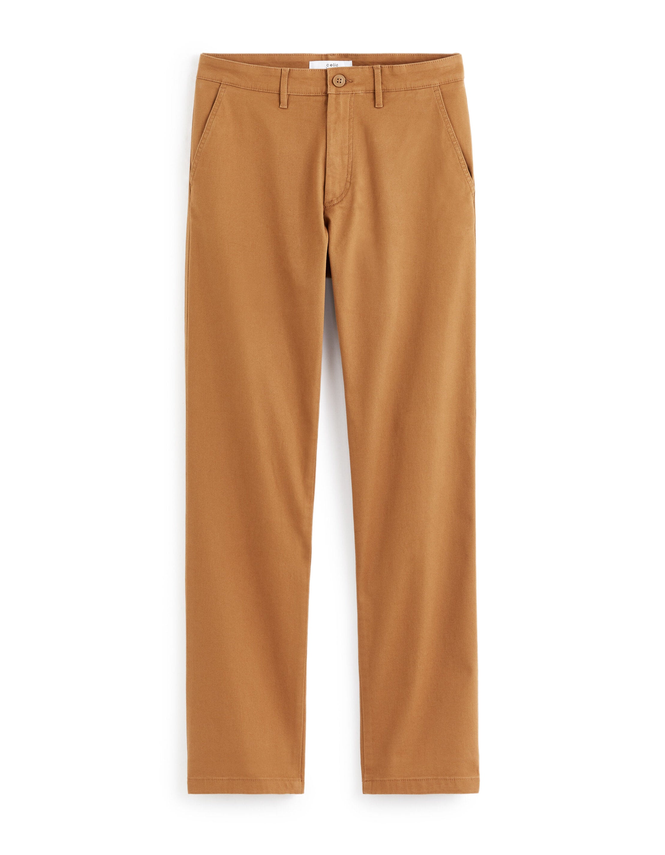 Straight Chino Pants In Stretch Cotton - Caramel_01