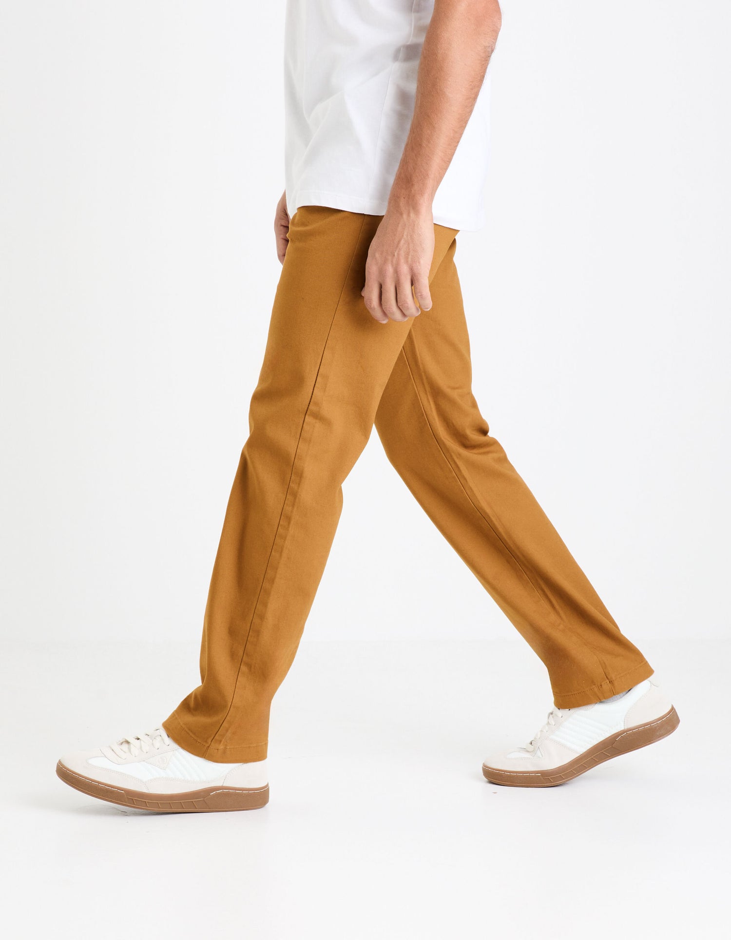 Straight Chino Pants In Stretch Cotton - Caramel_06