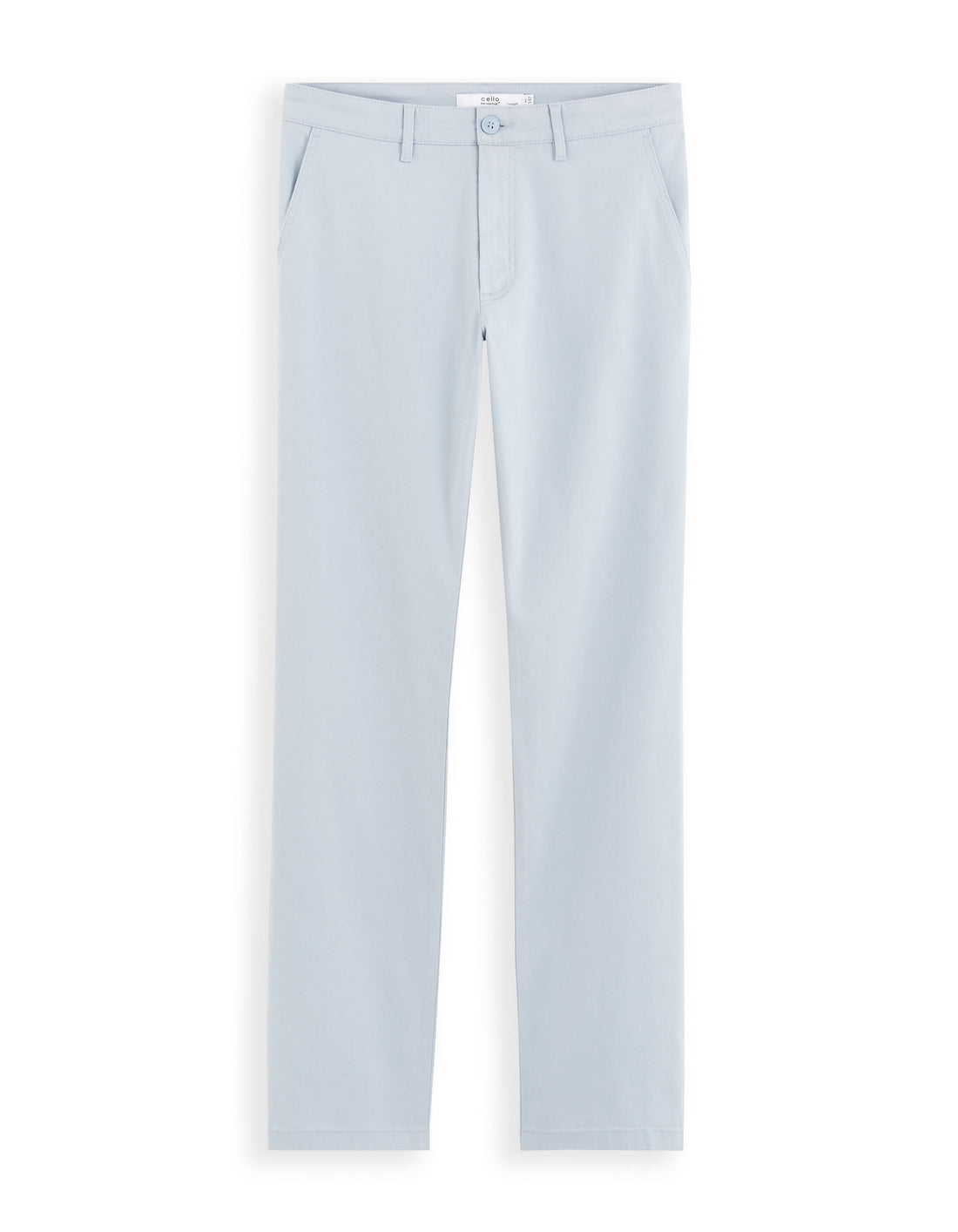 Straight Chino Pants In Stretch Cotton - Light Blue_01