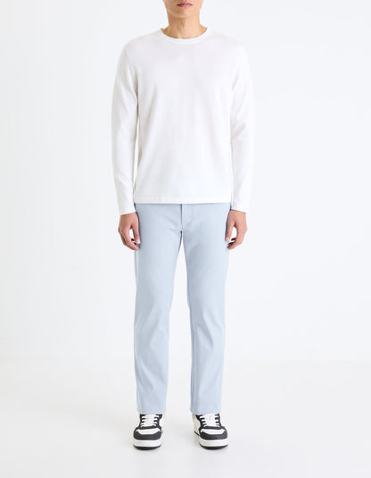 Straight Chino Pants In Stretch Cotton - Light Blue_03