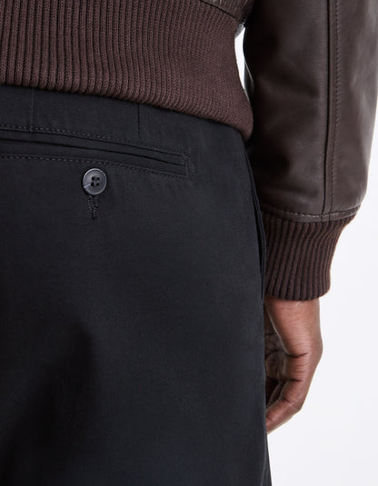 Straight Chino Pants In Stretch Cotton - Black_06