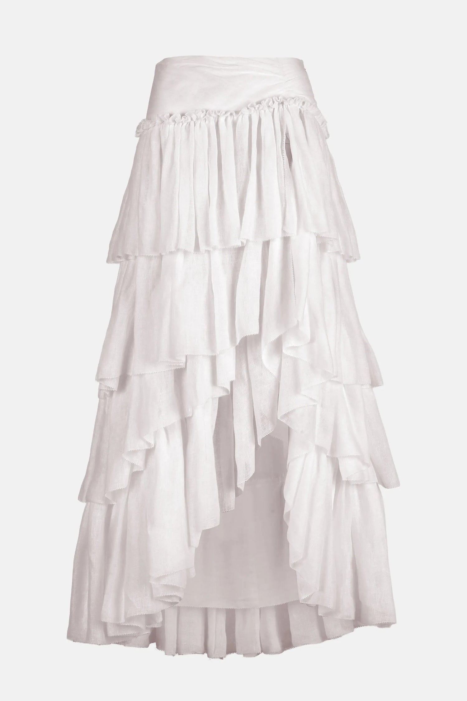 Luisa Spagnoli Bianco Women Tornello - Linen Maxi Skirt - Fashion Show SKU: TORNELLO_0201 Image 04