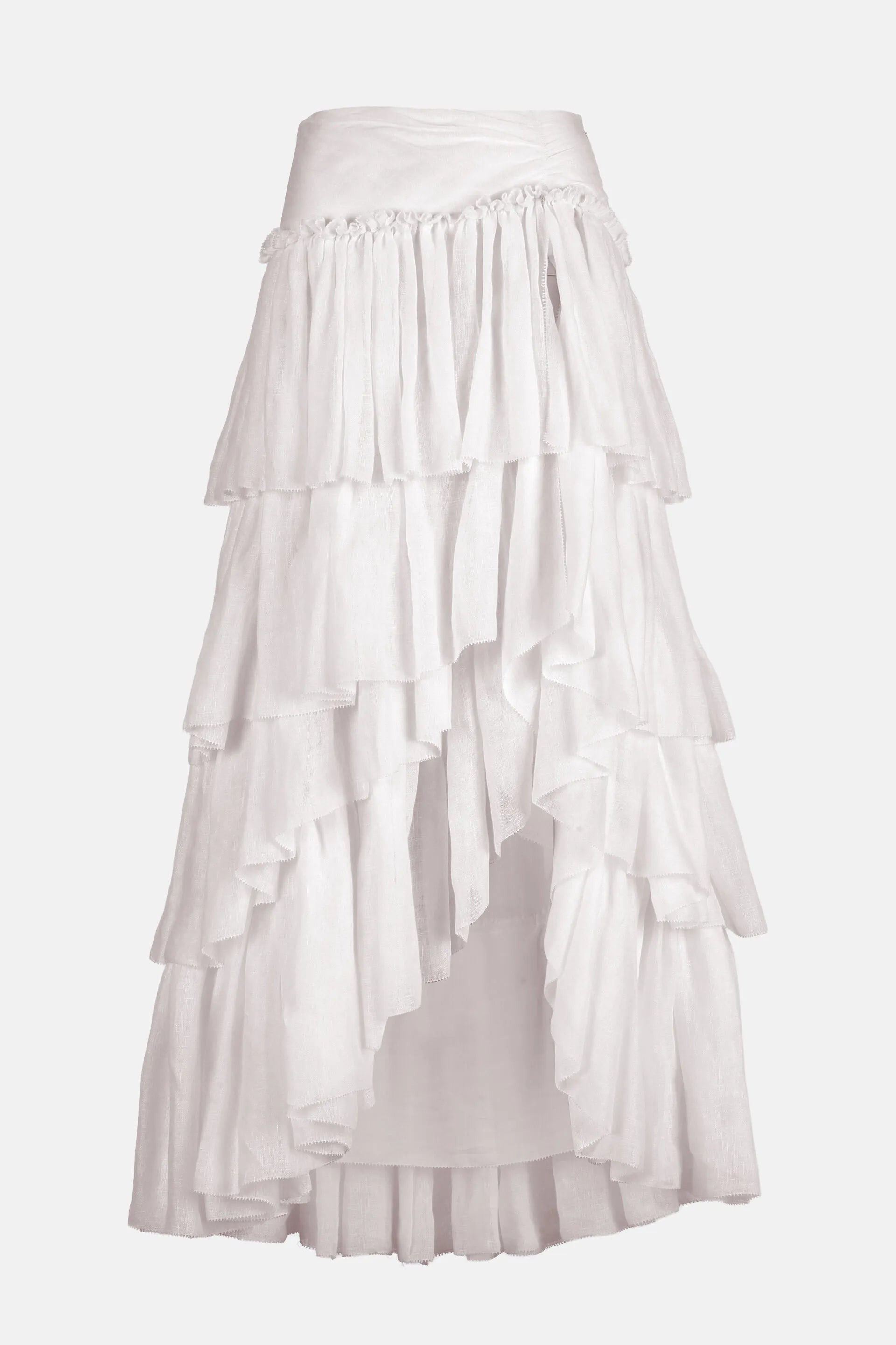 Luisa Spagnoli Bianco Women Tornello - Linen Maxi Skirt - Fashion Show SKU: TORNELLO_0201 Image 04
