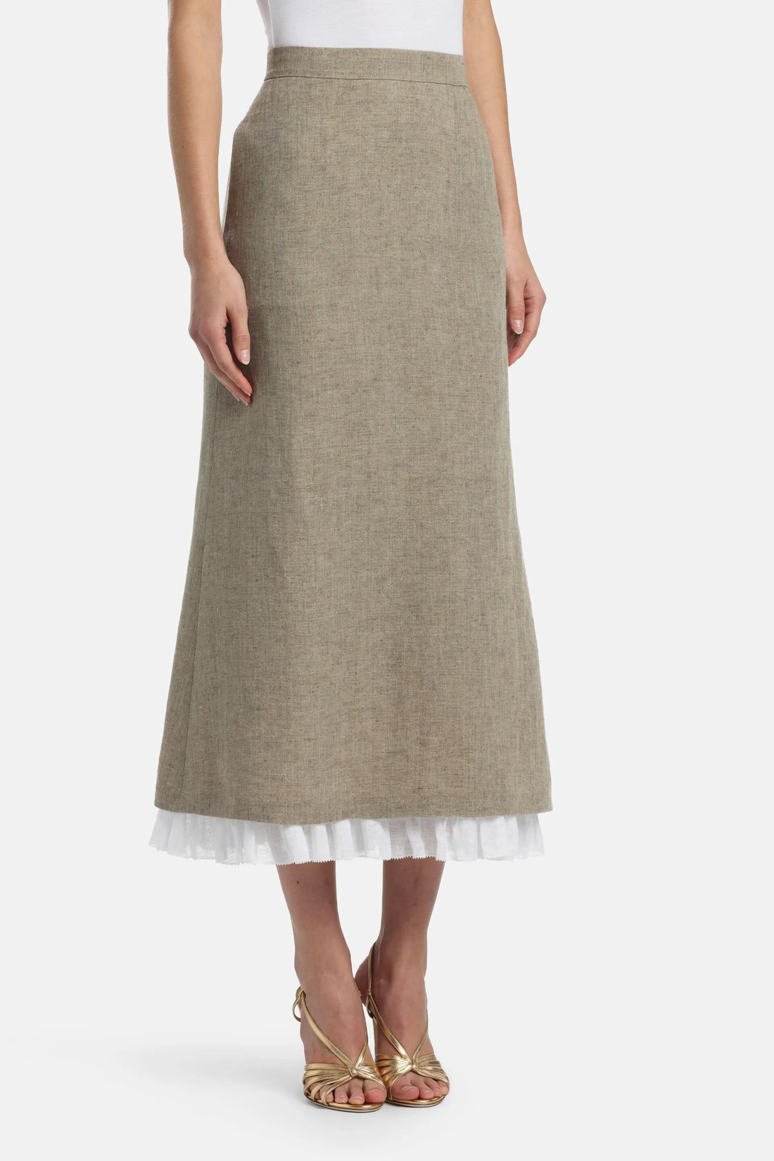 Luisa Spagnoli Pietra/Bianco Women Trionfo - Midi Skirt - Fashion Show SKU: TRIONFO_1121 0201 Image 01