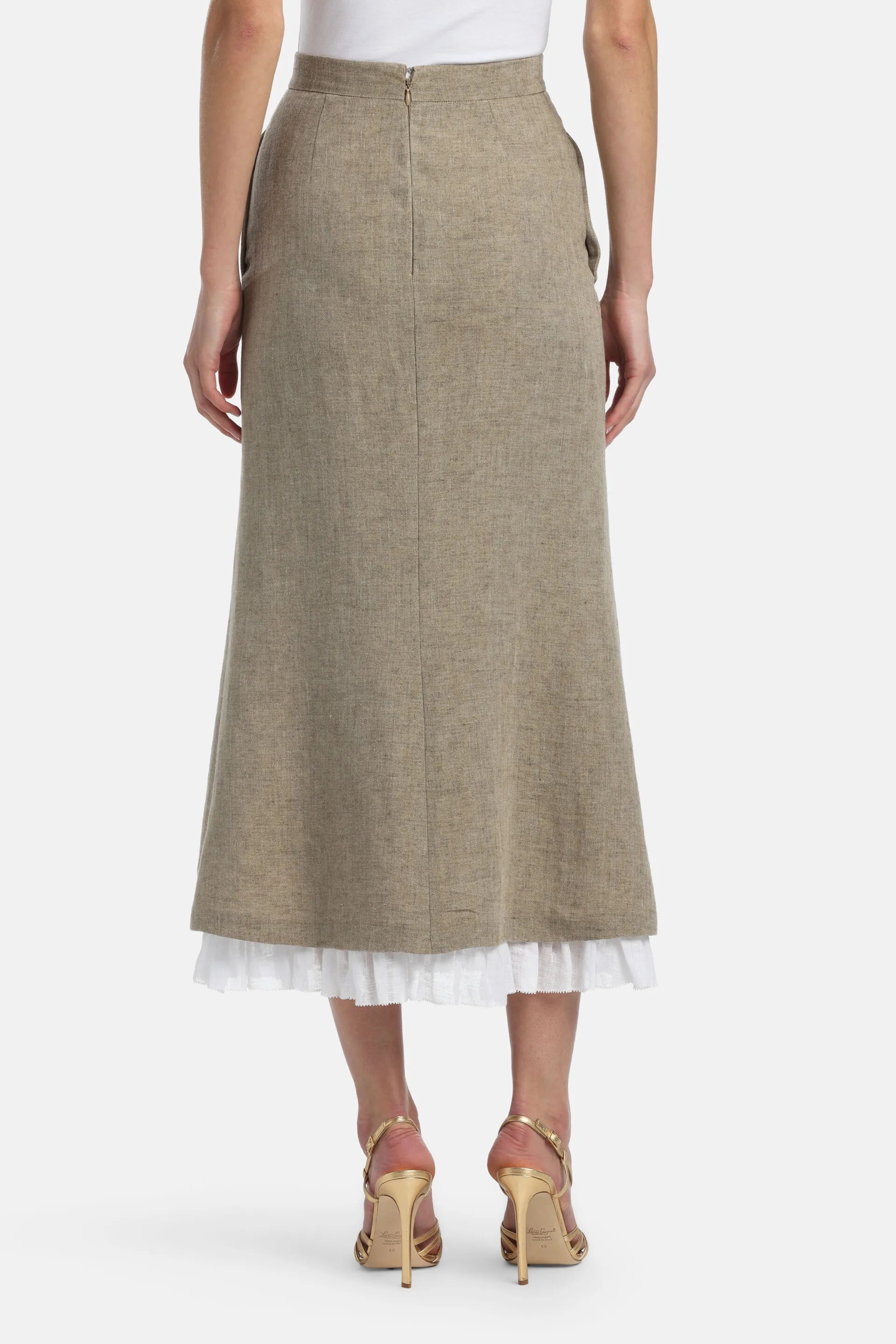 Luisa Spagnoli Pietra/Bianco Women Trionfo - Midi Skirt - Fashion Show SKU: TRIONFO_1121 0201 Image 02