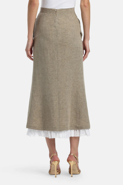 Luisa Spagnoli Pietra/Bianco Women Trionfo - Midi Skirt - Fashion Show SKU: TRIONFO_1121 0201 Image 02