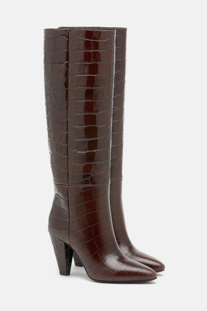 Luisa Spagnoli_Cioccolato_Uragano - Crocodile-Embossed Leather Boots_URAGANO_0986_02