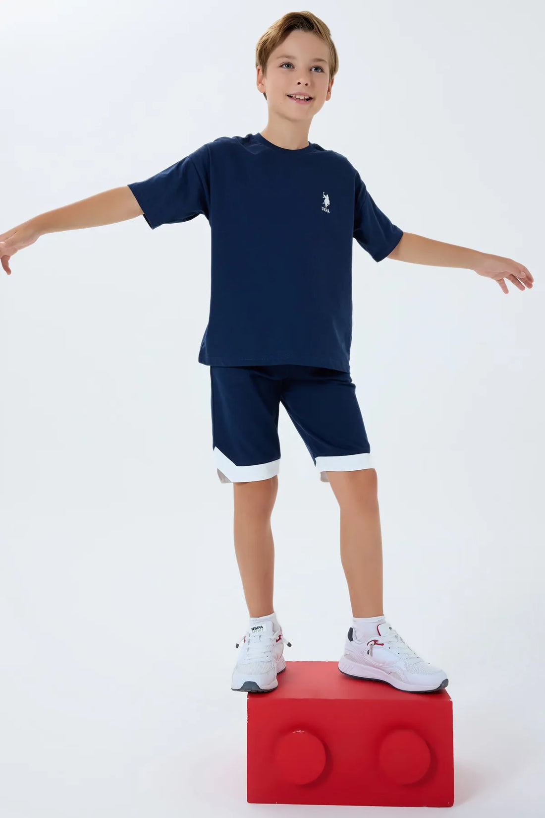 U.S. Polo Assn. Navy Boys Navy Two Pieces Set SKU: US2403_Navy Image 01