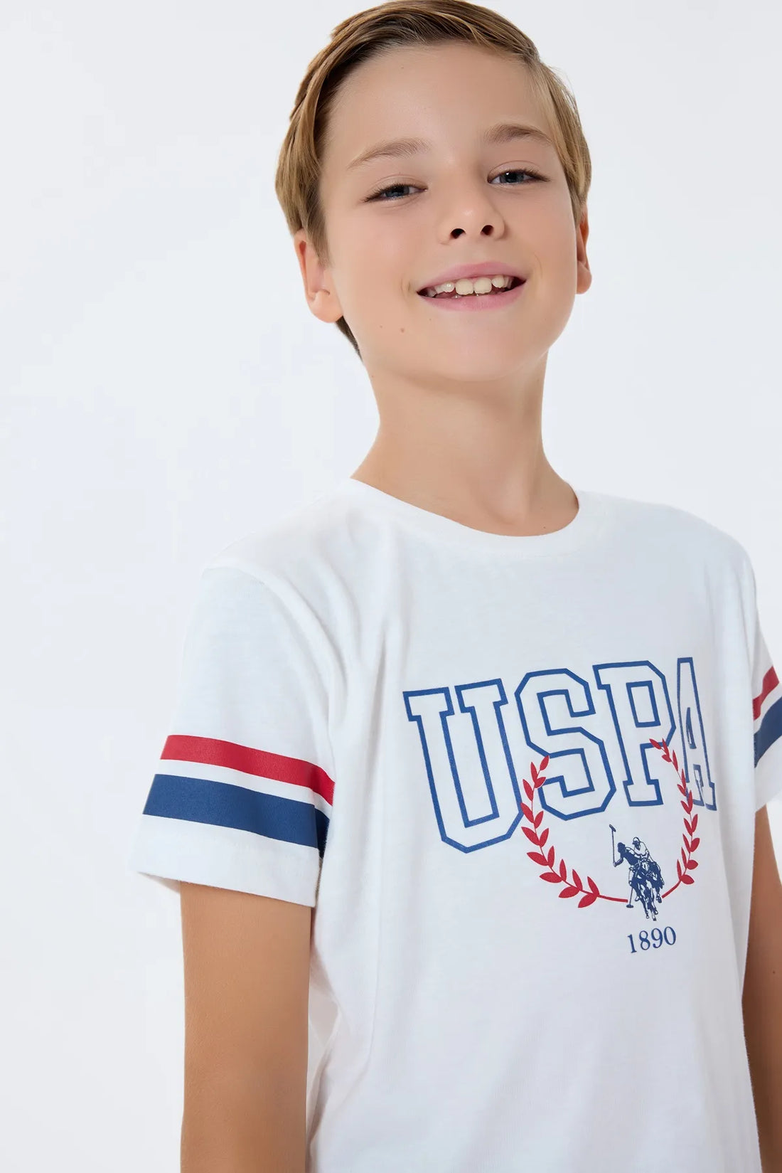 U.S. Polo Assn. White Boys White Two Pieces Set SKU: US2409_White Image 02