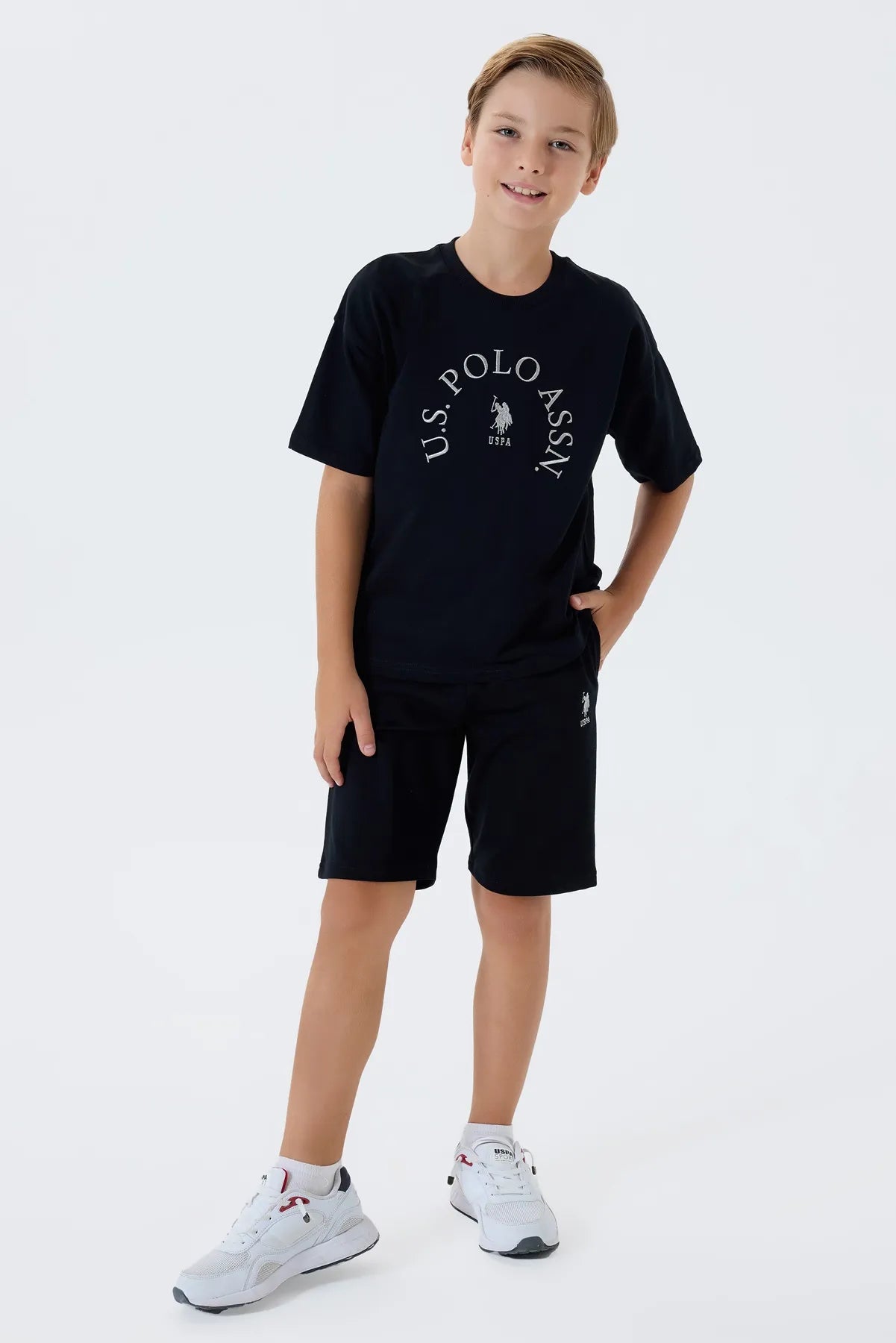 U.S. Polo Assn. Black Boys Black Two Pieces Set SKU: US2428_Black Image 01